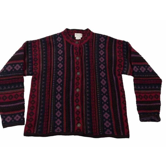 Vintage Cherry Lewis 100% Wool Cardigan Womens Sz Medium Made‎ In England - Picture 1 of 9